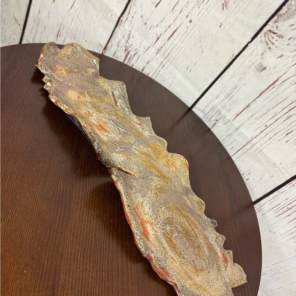 Abstract Art Brown Clay Decorative Serving Trinket Tray Plate local artisan made - Picture 2 of 12